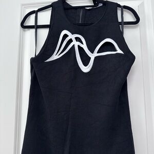 White House Black Market Black Tank with White Wave Detail